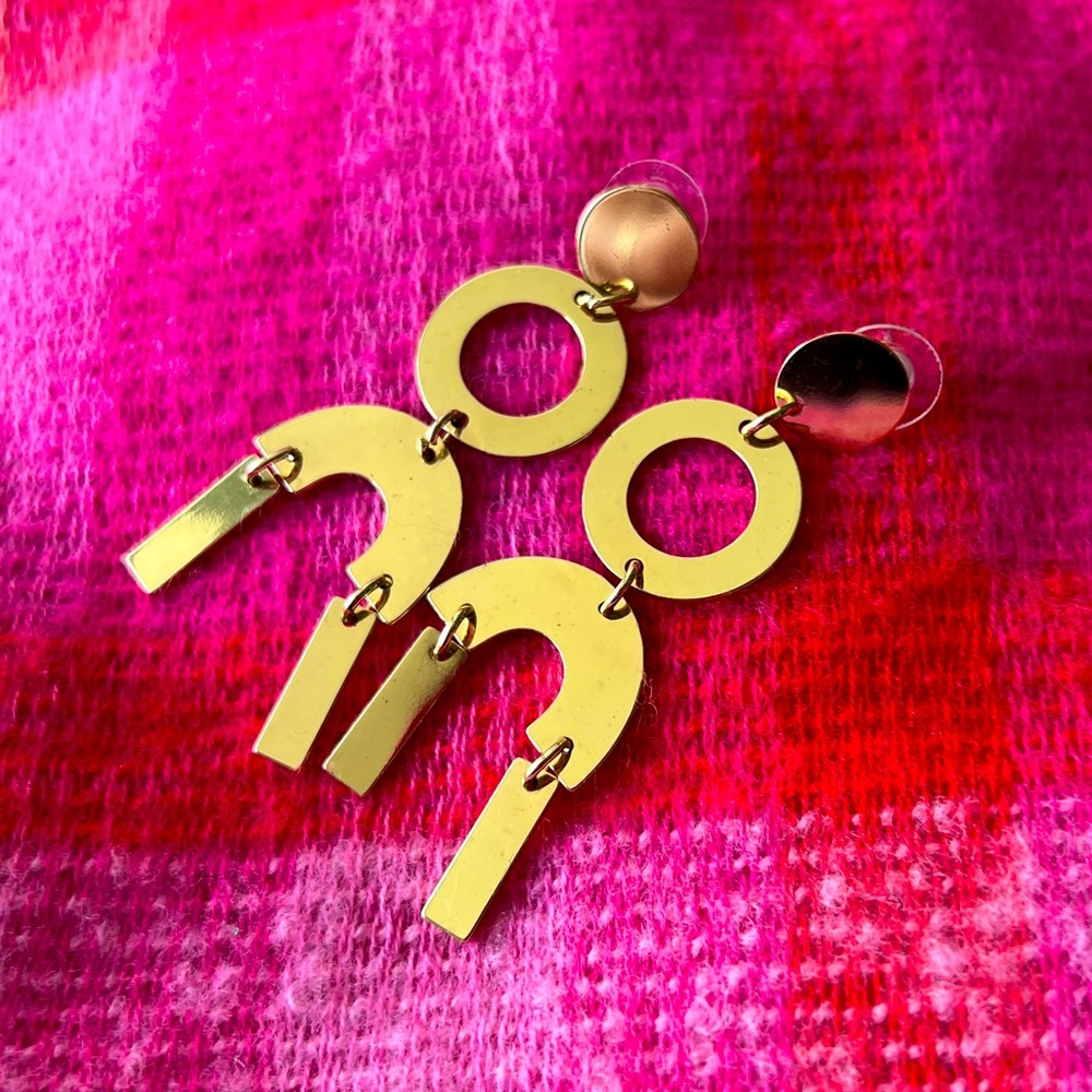 Gold Geometric Shape Dangle Earrings